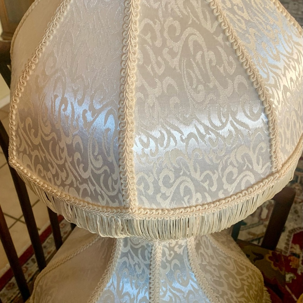 Set of 2 Hardback Scallop Dome Lamp Shades Cream/Biege Lampshades